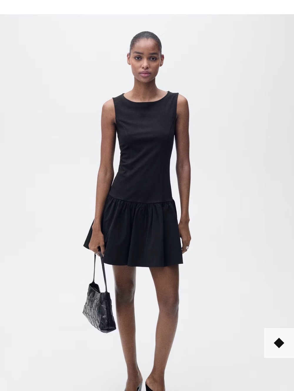 NWT Mango Black Sleeveless Drop-Waist Mini Dress